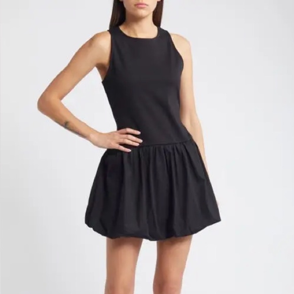 Mango Black Sleeveless Bubble Hem Mini Dress size 2 ✨